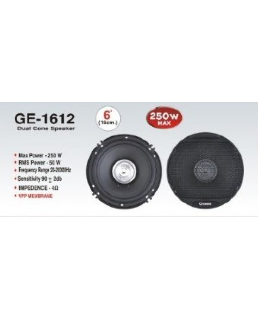 GENON 6 Inch Dual Cone 250 Watt Speaker IMPP Cloth EdgeCone (GE-1612)